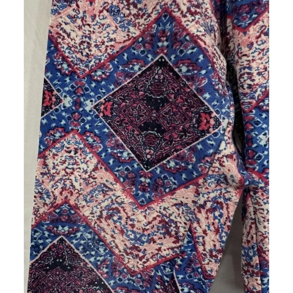1st Kiss Girls L (6X) Purple Blue Geometric Pattern Leggings Stretch Activewear